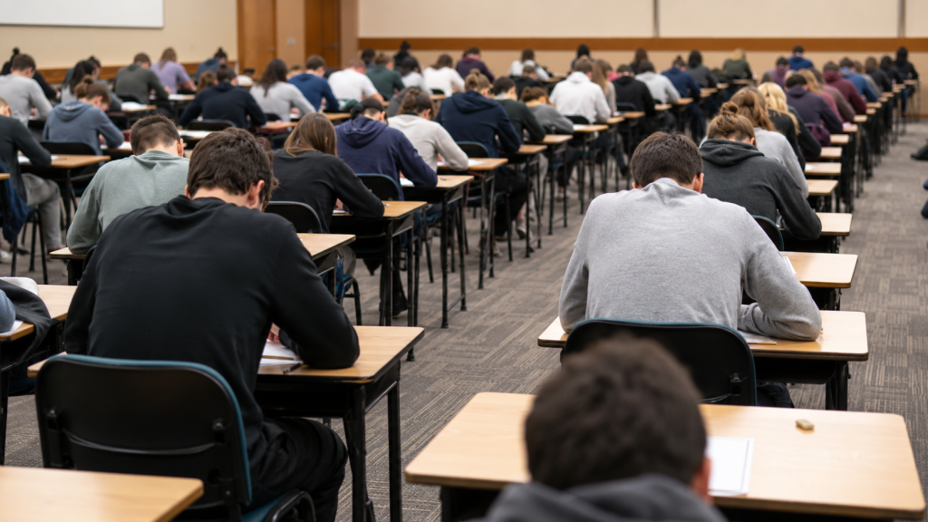 Salle d'examen pour un concours d'entrée en école de commerce